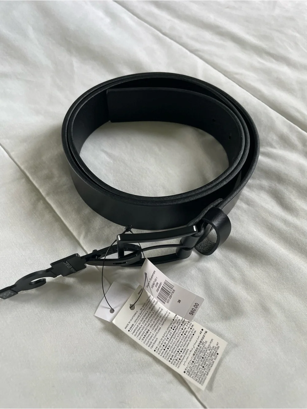 Banana Republic Men's Black Leather Belt with Matte Buckle